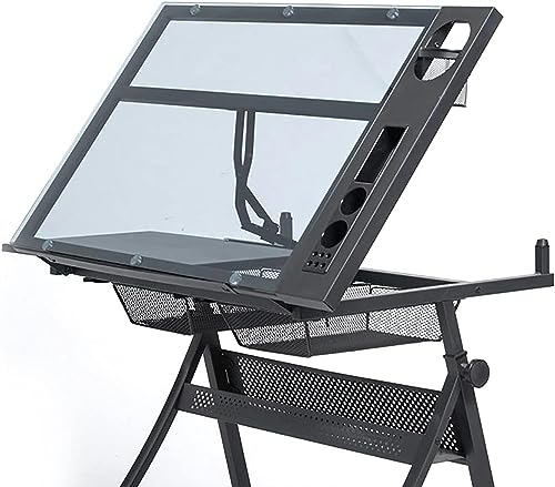 CNAOHGHN Drafting Desk with Liftable Glass Top