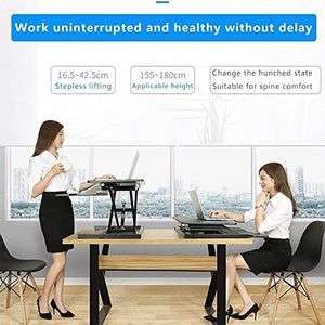 None Standing Desk Converter Stand up Desk Riser Ergonomic Sit Stand Desk Adjustable Height Lift Desks Computer Workstation for Home Office (Black)