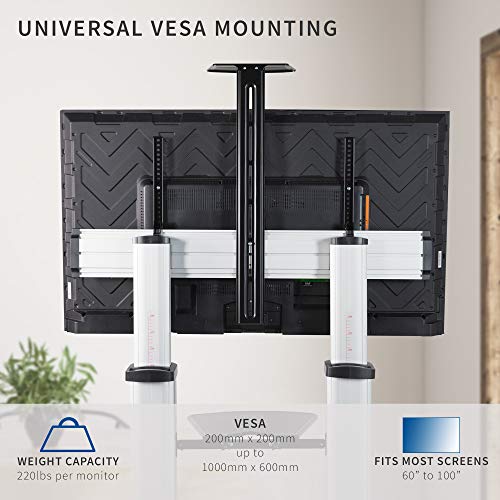 VIVO Ultra Heavy Duty Mobile TV Stand for 32-100 inch Flat Screens, Adjustable Rolling Cart with Wheels - STAND-TV22S