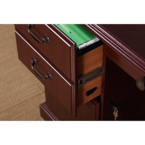 kathy ireland Home by Bush Furniture Bennington Manager's Desk, Credenza and Lateral File in Harvest Cherry