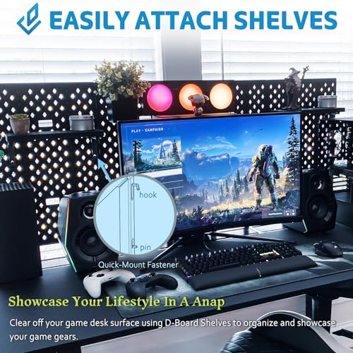DEZCTOP Bifrost 160 Gaming Computer Desk with Pegboard and Cable Management - 63W x 28D, Black