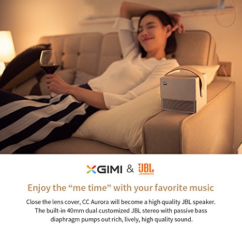 XGIMI CC Aurora Mini 3D DLP Projector, Built-in JBL Speaker and 20000 mAh Battery, Native 720p Support 1080P 4K+DLP Link Active 3D Glasses