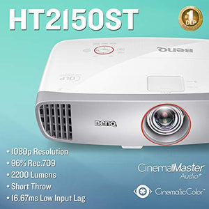 BenQ HT2150ST 1080P Short Throw Projector | 2200 Lumens | 96% Rec.709 for Accurate Colors | Low Input Lag Ideal for Gaming | 2D Keystone for Flexible Setup