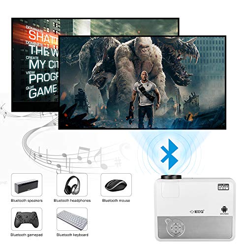 Wireless Bluetooth Projector Android WiFi 4400lm HD LED LCD Smart Video Proyector Support 1080P Airplay HDMI USB RCA VGA AV for Home Theater TV Outdoor Movie Smartphone DVD Game Consoles Laptops