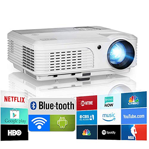 2020 Bluetooth Projector WiFi Android LCD LED Smart Video Projectors Home Theater 4400 Lumens Support HD 1080P Airplay HDMI USB RCA VGA AV for Smartphone DVD Game Consoles Laptop Outdoor Movie