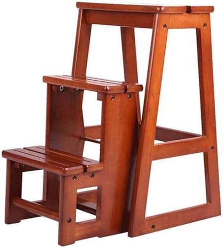 LUCEAE Wooden Folding 3 Step Stool Chair - Portable & Sturdy - 150Kg Load