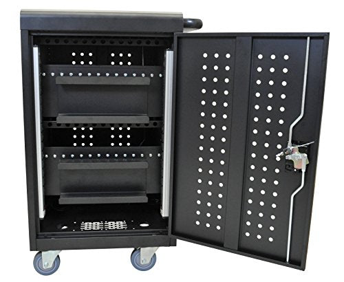 DMD Deluxe Mobile Charging and Storage Cart - Stores up to 30 Devices - Multiple iPad, Tablet, Laptop and Notebook Charging Station/Security Cabinet - Locking Cabinet with Set of Two Keys