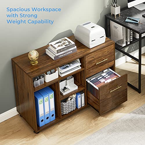 GreenForest Large L Shaped Computer Desk with 2 Removable Shelves with File Cabinet with Drawer Printer Stand with Open Storage Shelves