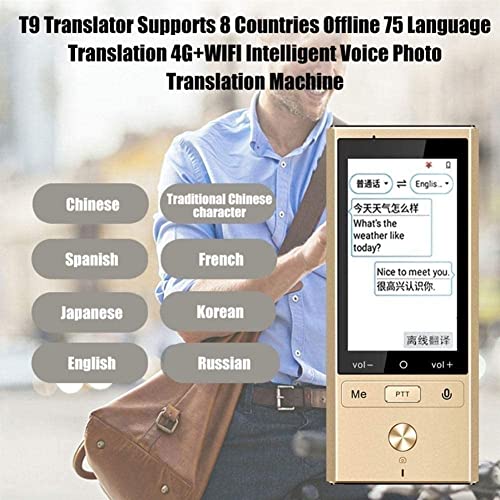 Language Translator Device 75 Language Portable Instant Two-Way Voice Text Photo Translation (Gold/Silver)