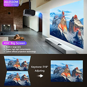 AILESSOM Native 1080P 5G WiFi Bluetooth Projector, 20000LM 450" Display, 4K Movie Support