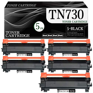 5-Pack (Black) TN730 Compatible Toner Cartridge Replacement for Brother DCP-L2550DW MFC-L2710DW MFC-L2750DW MFC-L2750DWXL HL-L2350DW HL-L2370DW HL-L2370DWXL HL-L2390DW HL-L2395DW Printer