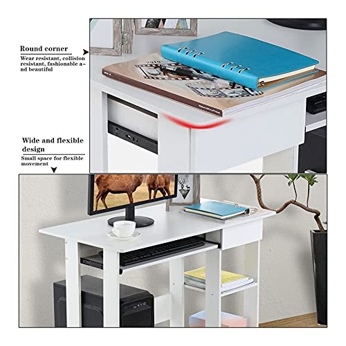 Computer Folding Table Computer Desk with Drawer and Storage Shelves Study Writing Table for Home Office Workstation Study Writing Desk Office Desk
