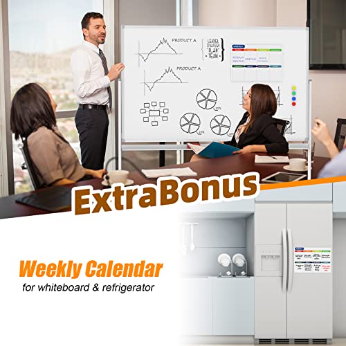 Large Magnetic Mobile Whiteboard with Rolling Stand - 60” X 40” Double Sided Easel Style Dry Erase White Board on Locking Wheels, Giant Standing Commercial Writing Board with White Aluminium Frame