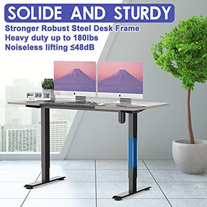 Electric Standing Desk, 4 Memory Contorller, Sit Stand Up Desk for Home Office, 55"x28" Adjustable Height Automatic Rising Sturdy Computer Workstations, Willow Wood Grain&Leather Table Top/Black Frame