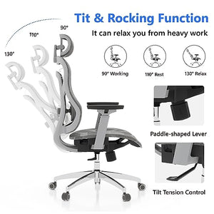 Logicfox Ergonomic Mesh Office Chair with 3D Armrests, Thoracic & Lumbar Support