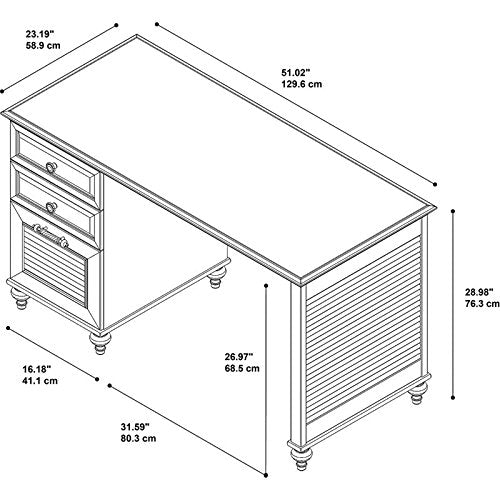 kathy ireland Home by Bush Furniture Volcano Dusk 51W Desk with 3 Drawer Pedestal in Driftwood Dreams