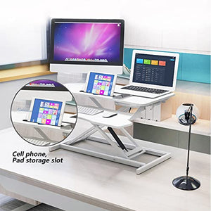 Standing Desk Converter Height Adjustable 31.4inch Sit to Stand Up Desk Riser Home Office Desk Workstation for Dual Monitors Laptop (Color : Black)
