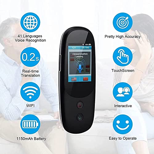 Language Translator Device Voice Instant Language Translator 2.4 inch Touchscreen - 41 Languages WiFi Online Translation (Black)