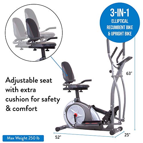 Body Rider BRT5800, 3-in-1 Trio Trainer Workout Machine, Black, Gray, Silver, and Red