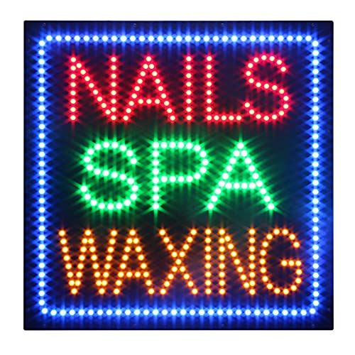 LED Nails Spa Facial Waxing Sign for Business, Super Bright LED Open Sign for Nail Salon Electric Advertising Display Sign for Beauty Salon Spa Business Shop Store Decor. (Nails Spa Waxing)