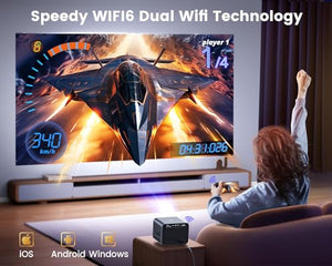 WiMiUS 4K Projector with Wifi6, Bluetooth, and Dolby Audio
