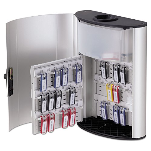 Durable 196823 Key Box Plus, 54-Key, Brushed Aluminum, Silver, 11 3/4 x 4 5/8 x 11