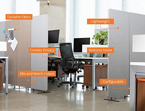 S STAND UP DESK STORE ReFocus Freestanding Noise Reducing Acoustic Room Wall Divider Office Partition (Steel Blue, 72 inch W x 66 inch H, Zippered 3-Pack)