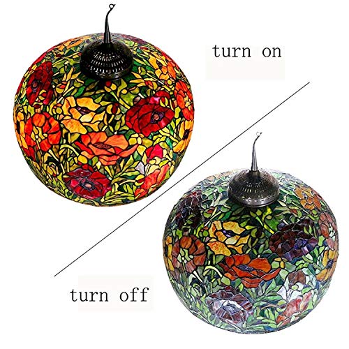 LRJSKWZC Tiffany Style Floor Lamp 26" Retro Creative Color Glass Poppy Pure Copper