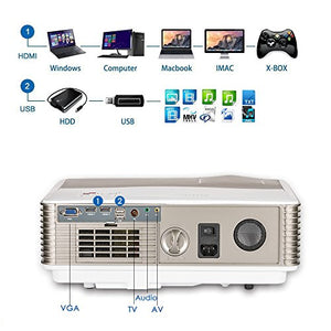 HD Multimedia LCD Video Projector 1080P Wxga 4200 Lumen Home Theater Gaming Projectors Backyard Movie Cinema, Dual USB HDMI, VGA Audio Out 5.8" TFT Up to 200inch for Blu ray DVD TV Stick PC Xbox Wii