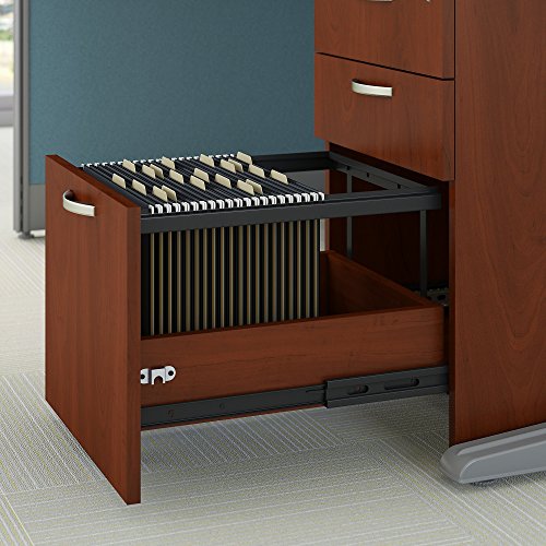 Office in an Hour 2 Person L Shaped Cubicle Workstations in Hansen Cherry