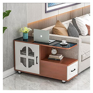 BinOxy Narrow Coffee Table Side Table Living Room with Drawer and Shelf, 2-Tier Sofa End Table for Small Space (Color: #4)