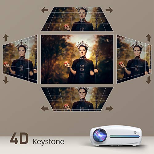 VIVIMAGE Explore 3 Native 1080P Projector, 6800 Lux Full HD 300" Led Projector 60Hz Home Theater Compatible TV Stick, 2 HDMI, VGA, Smartphone, PC, TV Box, PS4, ±40° Electronic Keystone Correction