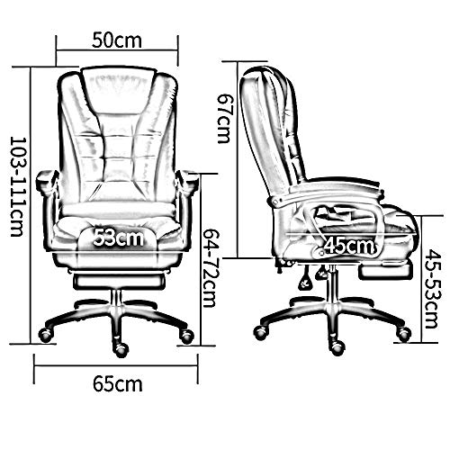 MXSXO Desk Chairs Executive Swivel Computer Chair High Back Ergonomic Design 150kg Load Massage PU Recliner Tilt Mechanism with footrest Used for Home Office Furniture (Color : Khaki)