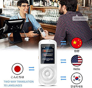 UsmAsk Portable Voice Translator, Smart Foreign Language Device, Wifi/4G, 2.4" Touch Screen, 70 Languages - White