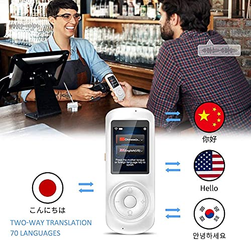 inBEKEA Portable Voice Translator - Smart Foreign Language Device - 2.4 Inch Touch Screen - 70 Languages - Travel Business - White
