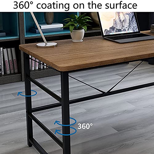 Shelf Computer Desk, 39.4 inch Home Office Writing Desk, Modern PC Table, Workstation for Home/Office, Easy to Assemble, Black Metal Frame