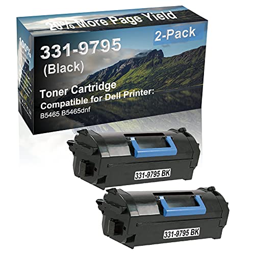 2-Pack Compatible High Yield B5465 B5465dnf Printer Cartridge Replacement for Dell 331-9795 (YT3W1 FGVX0) Toner Cartridge (Black)