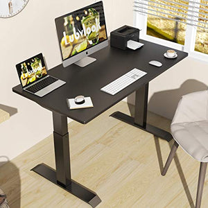 Lubvlook Electric Adjustable Height Standing Desk, One Piece 43 x 24 Inch Home Office Sit Stand Desk, Black Frame/Black Top