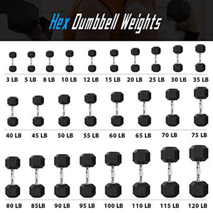 Balelinko Hex Dumbbells Free Weights Set with Metal Handles Rubber Encased Solid Cast Iron Hex Dumbbell in Single, 110 LBS