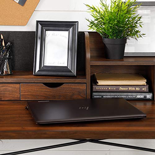 Walker Edison Industrial Metal and Wood Laptop Computer Writing Desk Home Office Workstation Small with Magnetic Board, 42 Inch, Walnut Brown