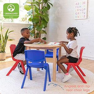 ECR4Kids 12 inch Plastic Stackable Classroom Chairs, Indoor/Outdoor Resin Stack Chairs for Kids, Red (10-Pack)