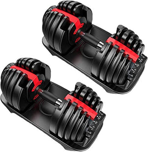 VEICAR 52.5lbs Adjustable Dumbbells,5lb-52.5lb Fast Adjust Weight Dumbbells,Training Weights Gym Equipment for Man and Women Exercise Dumbbells（A Pair）