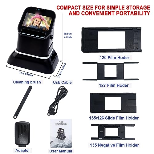 CENAP Digital Film Converter, 22 MP Slide Negative Scanner with 4.3" LCD Screen and HDMI Port - Convert 135/35mm, 120, 127, 126KPK Negatives and Slides to Digital JPEG