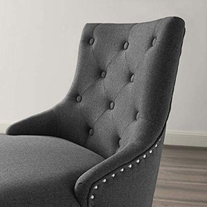 Modway Regent Tufted Button Upholstered Fabric Swivel Office Chair with Nailhead Trim in Gray