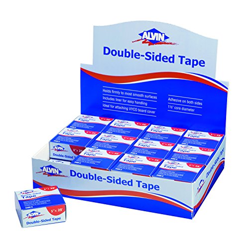 ALVIN 2400CD 1 Inch Double Sided Tape, Display Pack of 24, Multipurpose Tape for Arts and Crafts, Great for Woodworking and Home Improvement - 25 Feet