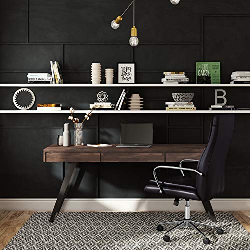 SIMPLIHOME Lowry SOLID WOOD and Metal Modern Industrial 72 inch Wide Home Office Desk, Writing Table, Workstation, Study Table Furniture in Distressed Charcoal Brown
