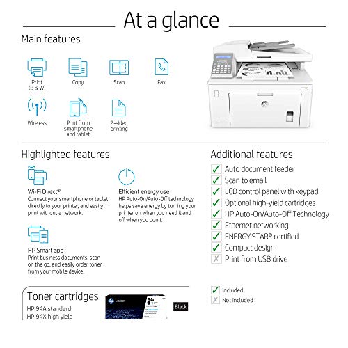 HP Laserjet Pro M148fdw All-in-One Wireless Monochrome Laser Printer, Fax, Mobile & Auto Two-Sided Printing, Works with Alexa (4PA42A)