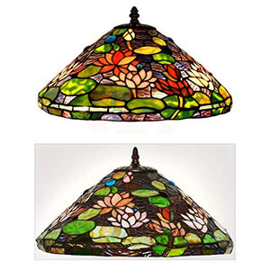 Yd&h Tiffany Style Desk Light, 17-inch Stained Glass Table Lamp with Water Lily Mermaid Base, Living Room Cafe Bedroom Bedside Light, E27, W60