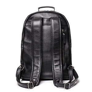 WJPTL Men Men Genuine Leather Backpack，14 Inchs Head Layer Leather Multifunctional Laptop Bag，Office、Travel Leisure Computer Daypack School (Color : Black, Size : 14inchs)