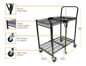 Bostitch Office NSF Certified Folding Utility Cart, Metal Heavy Duty Design, Black